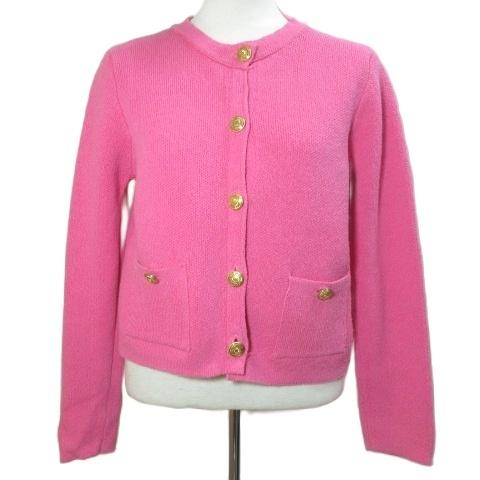 ZARA（ザラ） ニットジャケット ノーカラー 金ボタン M 170/88A ピンク