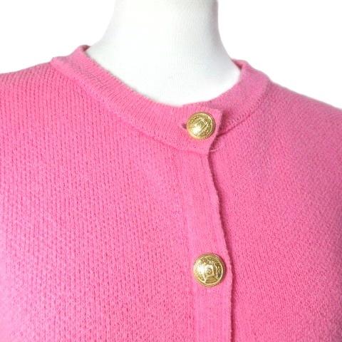ZARA（ザラ） ニットジャケット ノーカラー 金ボタン M 170/88A ピンク
