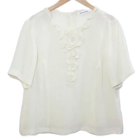 ハナエモリ HANAE MORI 美品 プルオーバーブラウス フリル 半袖 大きい 