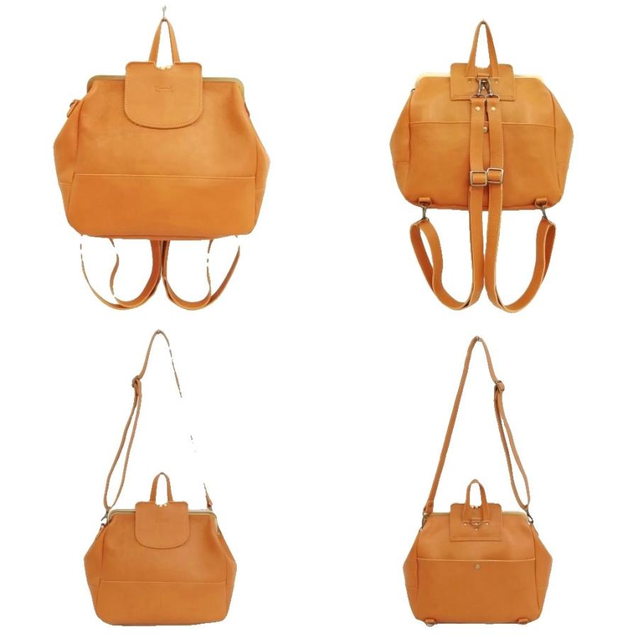 【美品】KANMI. リュック　がま口　レザー　3way ショルダーバッグ Kanmi. カンミ mukurino がま口 3WAY リュック ショルダーバッグ