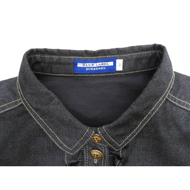 送料無料 中古 バーバリーブルーレーベル Burberry Blue Label フリル デニム ワンピース 裏地 チェック ひざ丈 長袖 E1j03 106 09 38 青 0804 0050 レディース 在庫限りセール Www Mysmileteethwhitening Com