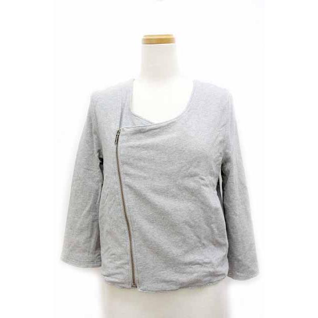通常便なら送料無料 中古 アズールバイマウジー Azul By Moussy ライダースジャケット アウター 薄手 無地 シンプル 長袖 S グレー 灰 レディース ベクトル 古着