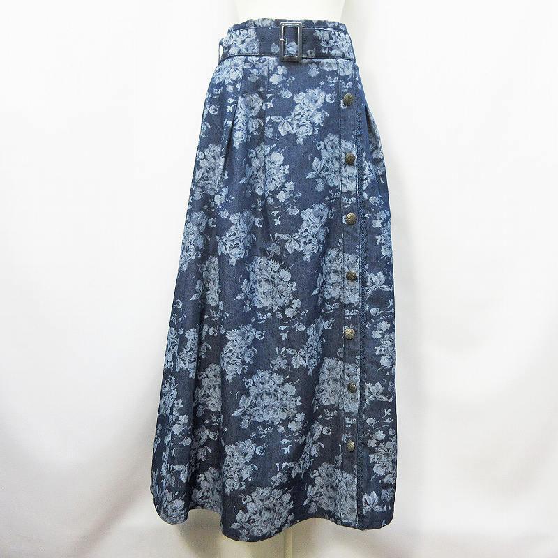 中古 アクシーズファム Axes Femme デニム スカート ロング丈 ウエストゴム ベルト 花柄 レース ストレッチ M インディゴ レディース ベクトル 古着 064 ブランド古着販売のベクトル 通販 Yahoo ショッピング