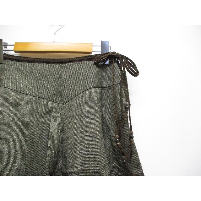 ロイスクレヨン Lois CRAYON ウール混 ラメ フレア スカート M 茶  