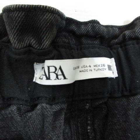 ザラ ZARA ハイウエスト カーブ デニム パンツ ジーンズ 36 黒 ブラック ウエストゴム ジッパーフライ レディース｜vectorpremium｜03