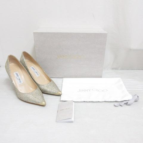 ジミーチュウサイズ表記「35 1/2」22.5センチラメグリッターパンプス