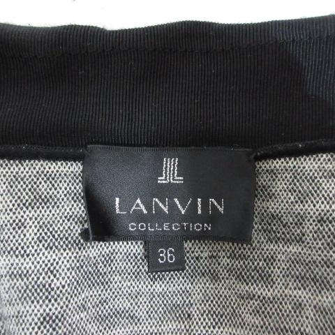 ランバン LANVIN 長袖 ニット ワンピース 36 黒 ブラック 総柄 日本製  