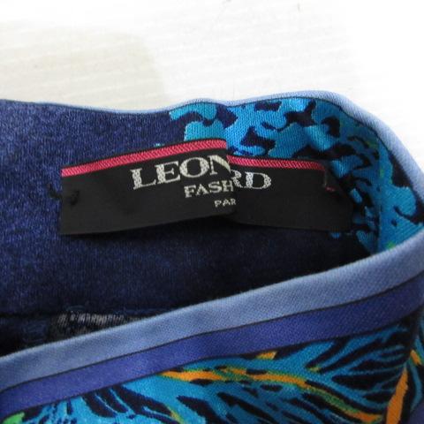 レオナール LEONARD 半袖 ハイネック カットソー L ネイビー 胸元開き 