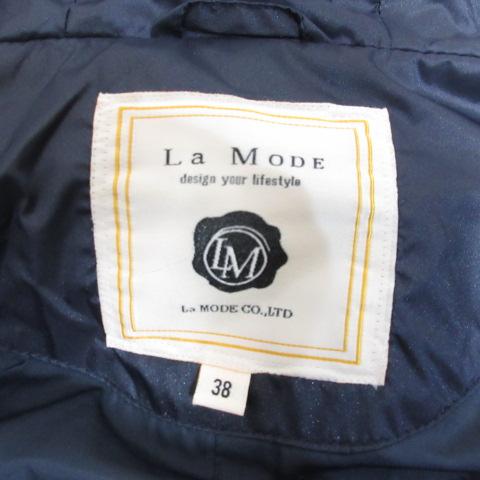 ラモード La Mode フーデッド ダウン コート ジャケット 38 ネイビー