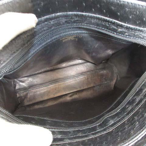 美品【MORABITO】オーストリッチ ショルダーバッグ ブラック ゴールド金具 モラビト MORABITO オーストリッチ レザー ショルダー ハンド