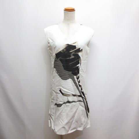 ランバン LANVIN ノースリーブ ワンピース ペチコート付き 40 白×黒