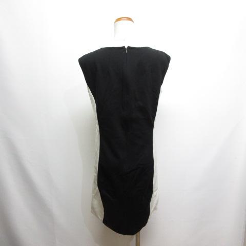 ランバン LANVIN ノースリーブ ワンピース ペチコート付き 40 白×黒