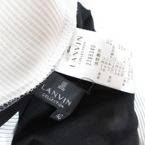 ランバン LANVIN ノースリーブ ワンピース ペチコート付き 40 白×黒