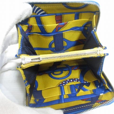 HERMES エルメス 美品 アザップ シルクイン コンパクト ブルー ヴォー 