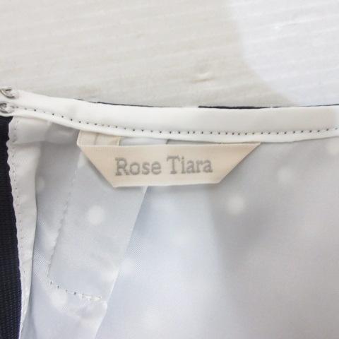 ローズティアラ Rose Tiara 美品 ドット × 花柄 半袖 ワンピース 46