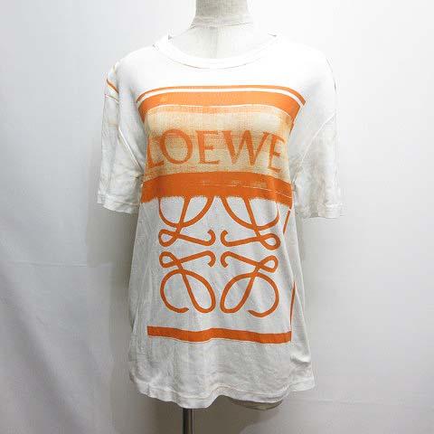 希少LOEWE　ロエベ　刺繡ロゴ　アナグラム　半袖Tシャツ　オレンジ LOEWE（ロエベ） LOEWE Tシャツ ロゴ アナグラム プリント 半袖 S 白