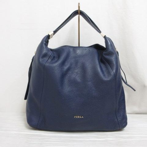 近年モデル フルラ ジョーヴェ レザー トートバッグ シボ革 ネイビー 近年モデル フルラ ジョーヴェ レザー トートバッグ シボ革