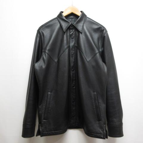 ショット SCHOTT ラムレザー ウエスタン シャツ ジャケット L 黒 