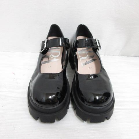 ZARA（ザラ） エナメル メリージェーン シューズ 厚底 37 約24cm 黒 