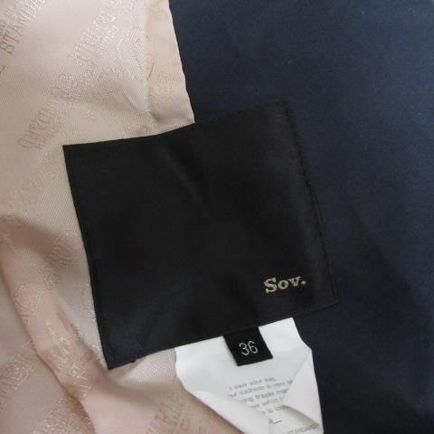 ソブ sov. ダブスタ ショールカラー ジャケット 36 ベージュ×ネイビー 