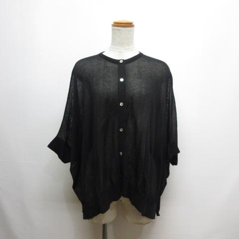【中古】未使用品 ミズイロインド mizuiro ind ハイゲージ クルーネック ワイド カーディガン 黒 ブラック レディース 未使用品 ミズイロインド mizuiro ind ハイゲージ クルーネック ワイド