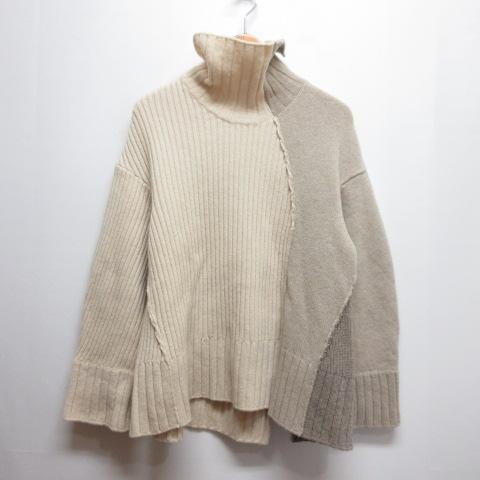 ウジョー Ujoh タートルネック ニット セーター 2 アイボリー×ベージュ 
