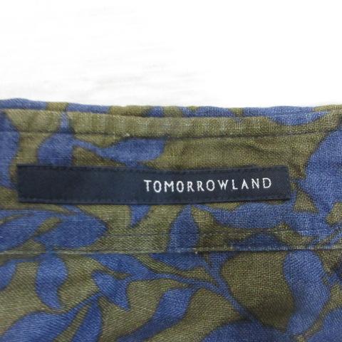 トゥモローランド TOMORROWLAND ボタニカル柄 長袖 麻リネン シャツ M 