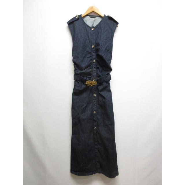 ZARA（ザラ） 美品 ノースリーブ デニム ワンピース ベルト付き M 濃
