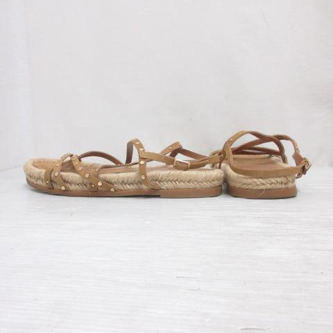 ZARA（ザラ） 美品 スプリットスエード スタッズ サンダル フラット 38