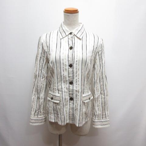 絹100% Leilian レリアン ストライプ シルクシャツ ジャケット Leilian 