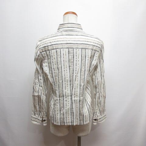 絹100% Leilian レリアン ストライプ シルクシャツ ジャケット 