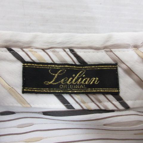 絹100% Leilian レリアン ストライプ シルクシャツ ジャケット Leilian 