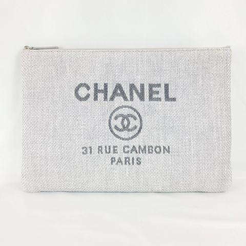 シャネル CHANEL ドーヴィル クラッチバッグ ラージサイズ グレー系 