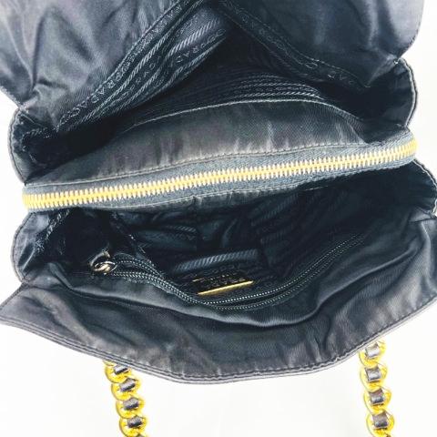 PRADA プラダ ☆AA☆ レザー × ナイロン 切替 チェーン ショルダー 