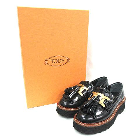 トッズ TOD'S KATE ケイト タッセル 厚底 ローファー シューズ 34 1/2