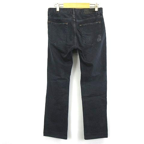 アクネジーンズ Acne Jeans 革パッチ デニムパンツ ジーンズ 紺 アクネジーンズ Acne Jeans 革パッチ デニムパンツ ジーンズ 紺