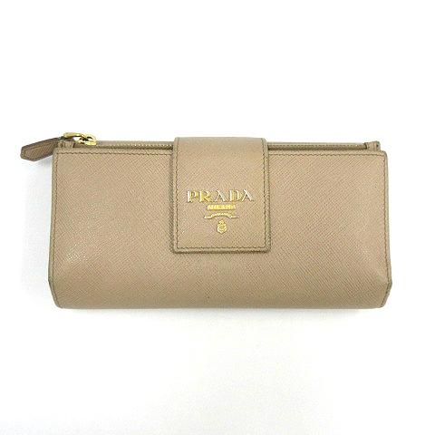 PRADAサフィアーノショルダー長財布ベージュ系 PRADAサフィアーノショルダー長財布ベージュ系