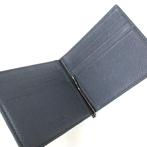 PRADA ネイビー レザー マネークリップ PRADA ネイビー レザー マネークリップ