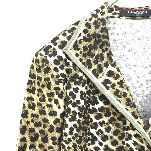 ✨美品✨レオナール LEONARD ジャケット レオパード トリム ブラック L レオナール LEONARD ジャケット レオパード ブラック L