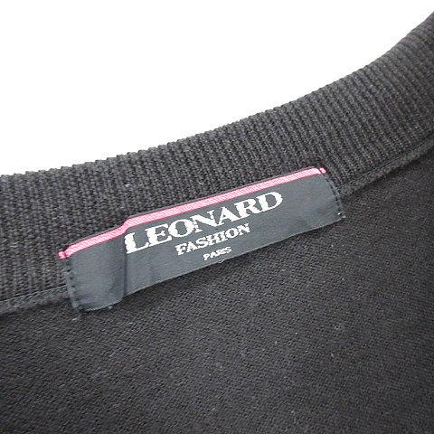 LEONARD レオナール 絹 シルク混 切替 長袖 ニット スリーブ  