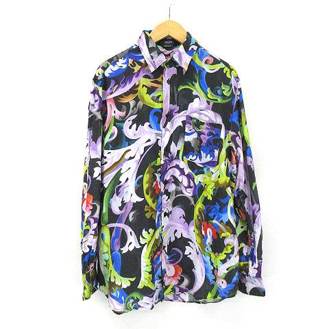 ヴェルサーチ ヴェルサーチェ VERSACE 花柄 フローラル リネン シャツ 