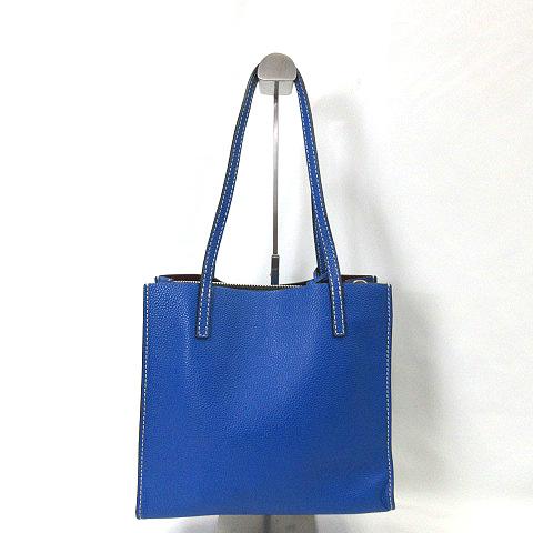 マークジェイコブス MARC JACOBS レザー トート バッグ 青 ブルー 