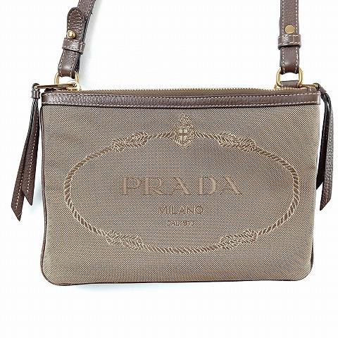 PRADA（プラダ） ロゴ 2WAY ショルダー クラッチ バッグ ベージュ 