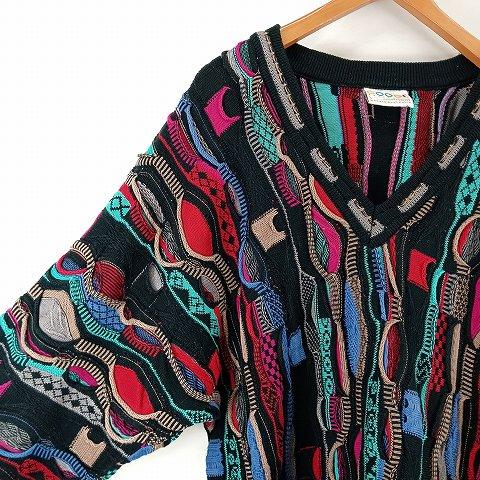 COOGI クージー マルチカラー Ⅴネック ニットセーター クージー COOGI Vネック 3D ニット セーター L マルチカラー ☆AA