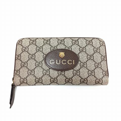 GUCCI(グッチ)GGスプリーム タイガーヘッド ラウンドファスナー 長財布 
