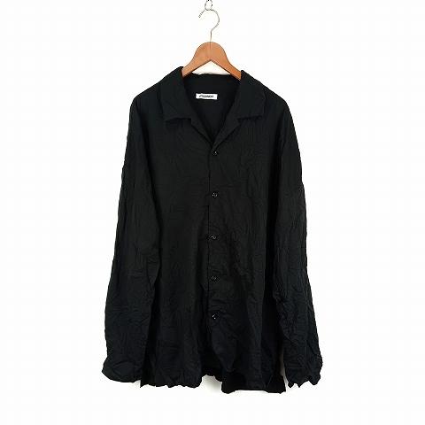 【中古】アタッチメント ATTACHMENT ポプリン シワ加工 オープンカラー 開襟 シャツ 4 黒 ブラック メンズ ATTACHMENT（アタッチメント） ポプリン シワ加工 オープンカラー 開襟
