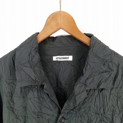 ATTACHMENT（アタッチメント） ポプリン シワ加工 オープンカラー 開襟