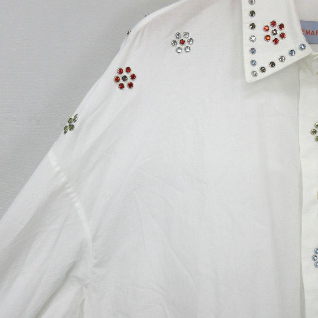 ブルーマーブル BLUEMARBLE ラインストーン シャツ XL 白 ホワイト