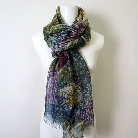 中古 パシュマ Pashma マフラー ストール カシミヤ 絹 シルク 花柄 グリーン 緑 黄色 ラベンダー レディース ベクトル 古着 068 ブランド古着販売のベクトル 通販 Yahoo ショッピング