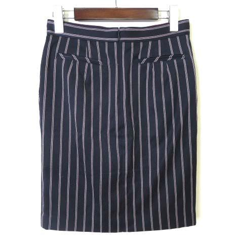 アンタイトル UNTITLED スカート ストライプ 飾り ボタン ストレッチ M